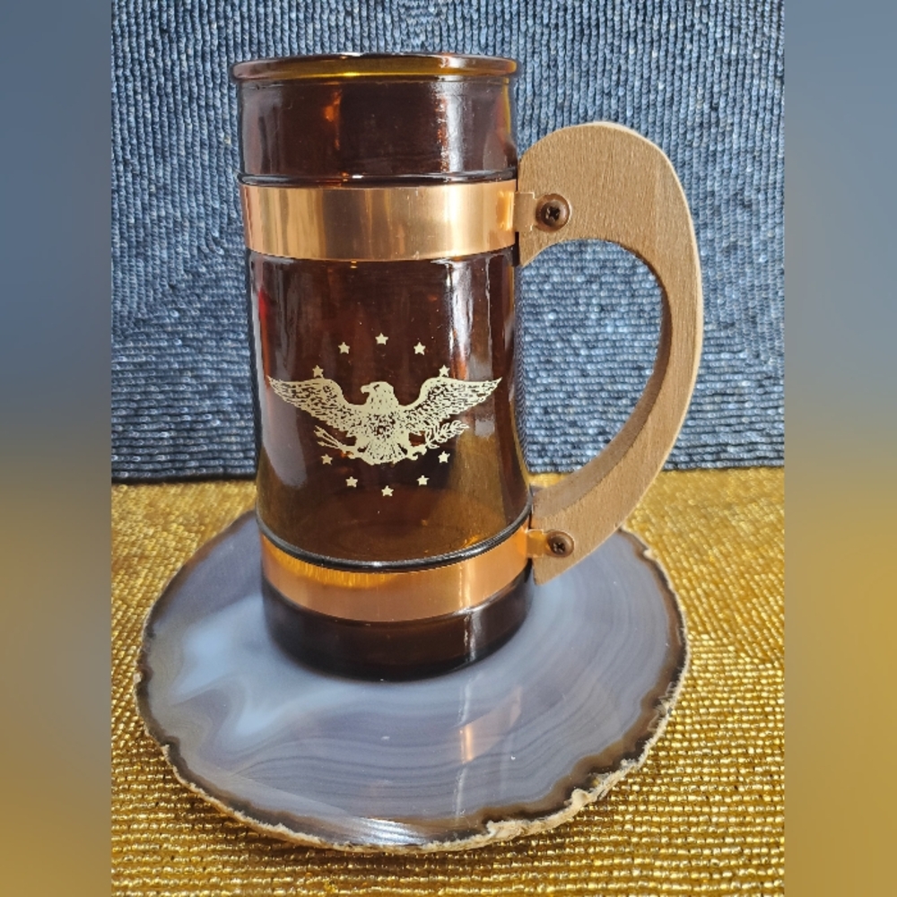 1970's Siesta Ware amber glass mug (C23)